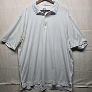 FootJoy FJ Golf Polo Men XXL White Striped Short Sleeve Performance Stretch